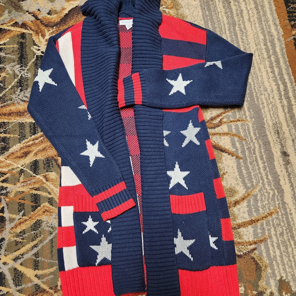 Charter Club Red and Blue USA Cardigan Sweater - Picture 12 of 12